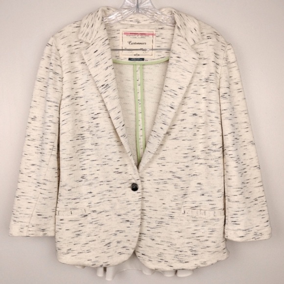 Anthropologie Cream Blazer Textured Knit Jacket - Picture 1 of 7